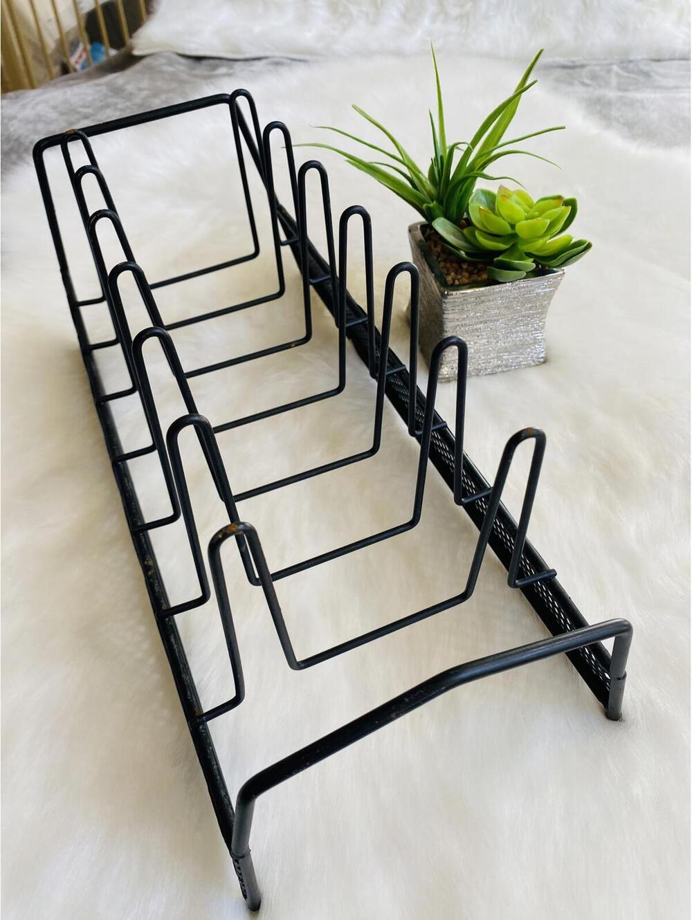 Black Metal Organizer Rack Kitchen Office Storage 13 Inch